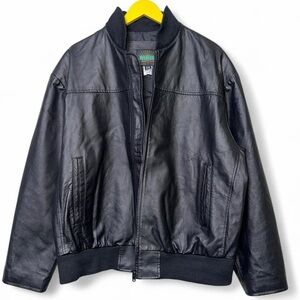 Vintage Leather Bomber Jacket Size XL